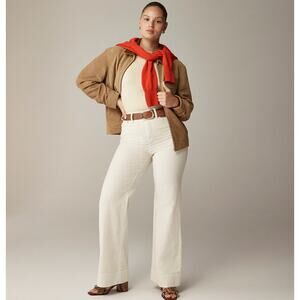 J.Crew Tall Wide Leg Corduroy Trouser High Rise Stretch Classic Ivory US 31 NWT